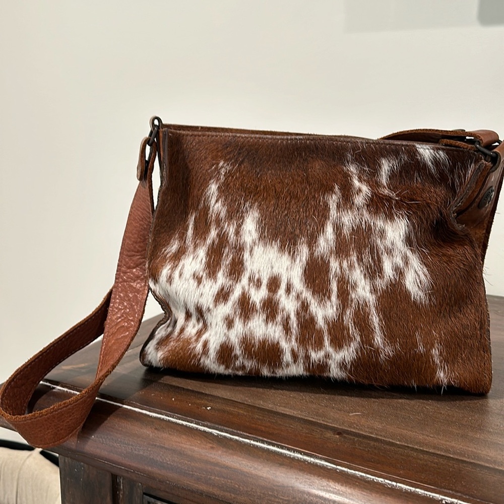 RARE FIND Two Bar West leather and cowhide crossbody bag